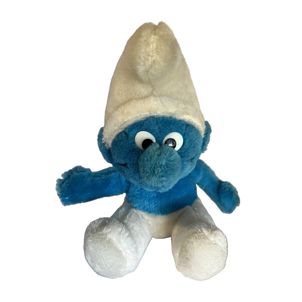 Vintage Wallace Berrie Smurf Plush 10” 1979 Blue & White The Smurfs Animation